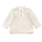 Camasa din muselina pentru baietei bebelusi copii, alb ecru, Odiseea lui Artur